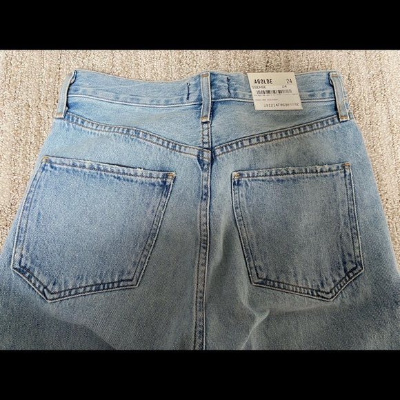 BNWT Agolde Jamie High Rise Waist Distressed Cotton Denim Jeans in Shakedown 24 - Picture 13 of 15